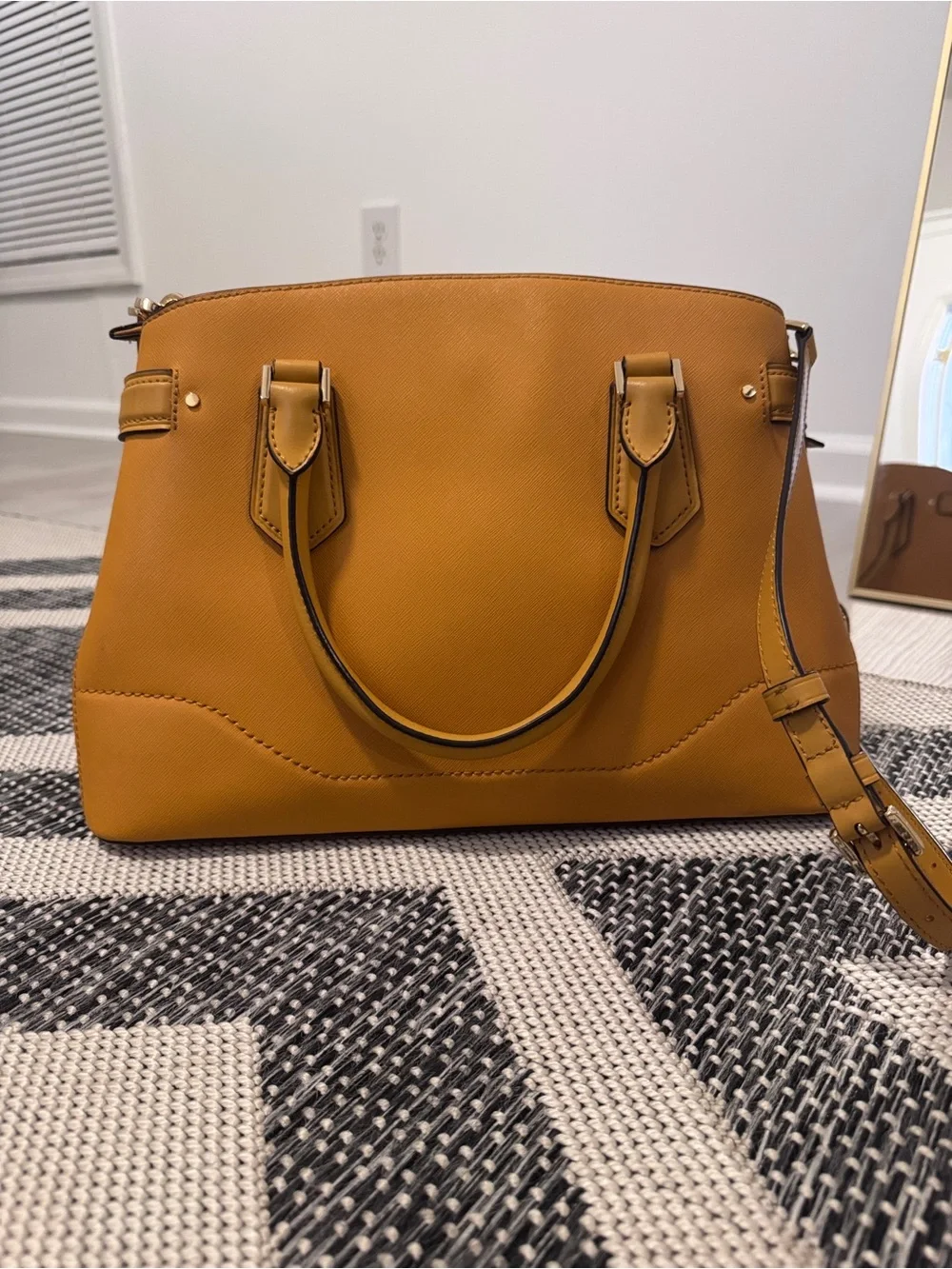 Michael Kors Leather Satchel in Mustard